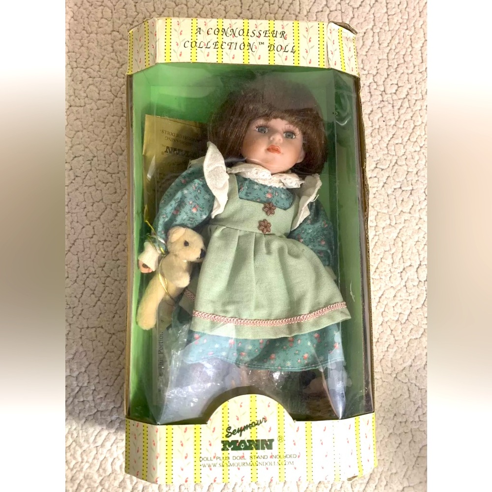 Seymour Mann Erin Porcelain Doll Connoisseur Collection with Bear